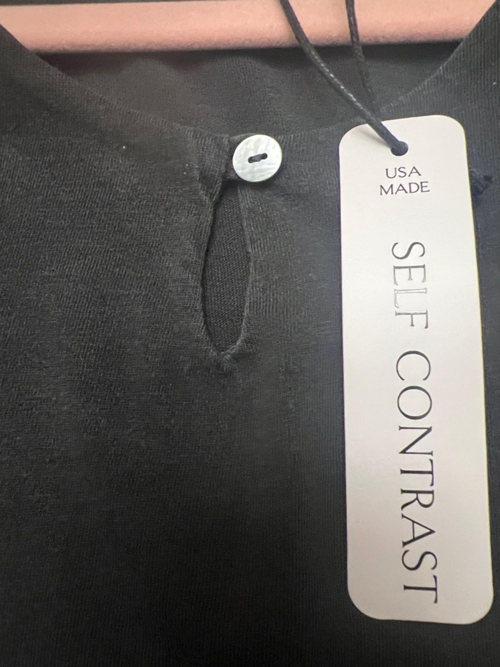 NWT Self Contrast Long Sleeve Top w/ Puff-Sleeve, Front Keyhole Button Gray - Picture 3 of 6